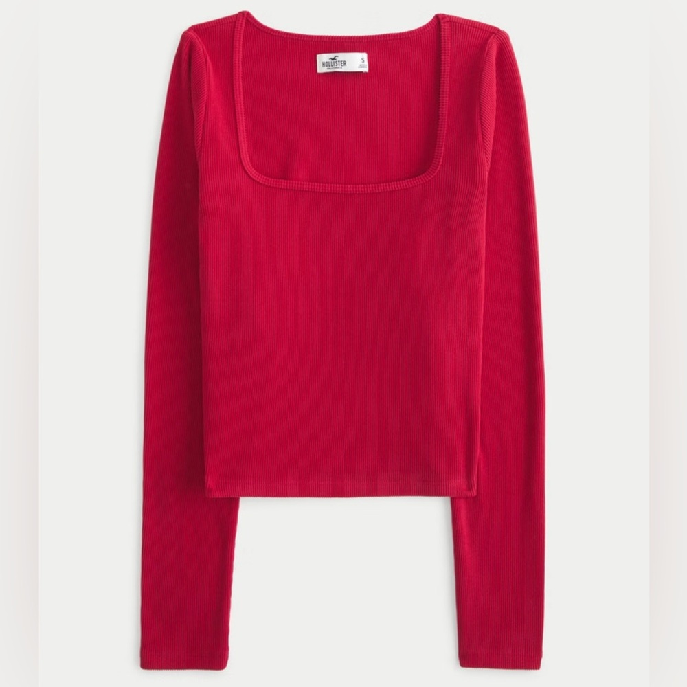 Hollister- RIBBED SEAMLESS FABRIC SQUARE-NECK TOP